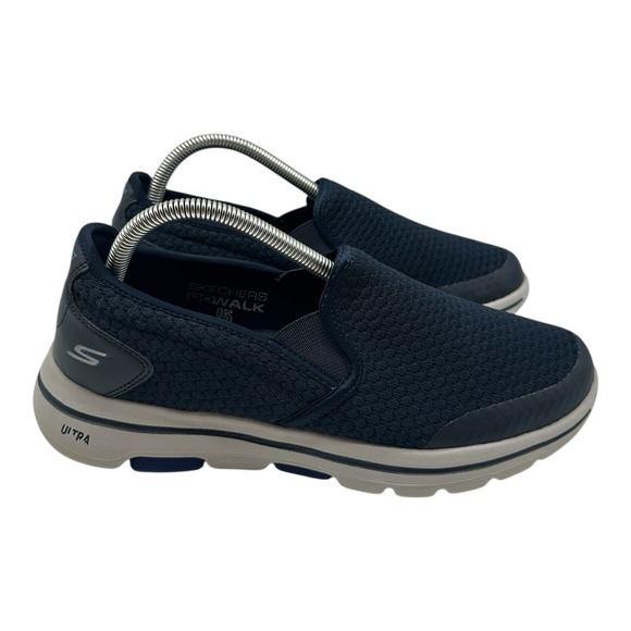 Skechers Go Walk 5 Shoes Mens 7.5 Navy Blue Mesh Slip On‎ Loafers Sneakers 55510 - Picture 1 of 10
